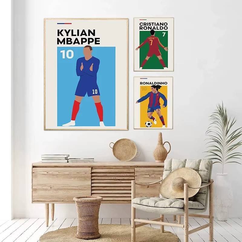 Thế Giới Nổi Tiếng Bóng Đá Ngôi Sao Poster Haaland Salah Poster Không Khung Tranh Canvas Phòng Khách Treo Tường Nghệ Thuật Trang Trí