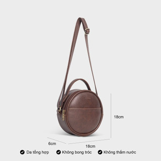 (TẶNG TÚI KẸP NÁCH )- Rosa'bag  Túi đeo chéo Thời trang nữ dáng tròn phối ngăn size 18 và 11 - Túi đeo chéo da TN-0026