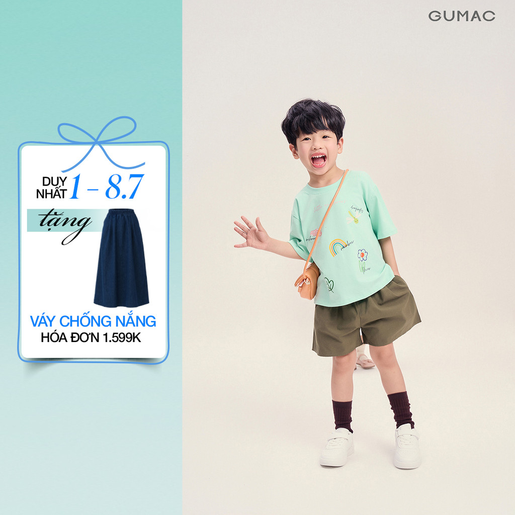 Áo Thun Trẻ Em GUMAC Form Suông In Artwork Cotton 2C Mềm Mát Street Style ATKG04087