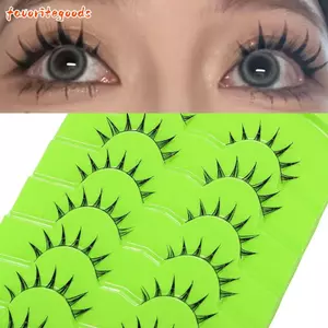FAVORITEGOODS Manga Lông Mi Anime, Lông Mi Giả Dày Đáng Yêu, 7 Cặp Gói Giả Chồn Nhật Bản Cosplay Ướt Lông Mi Cho Nữ Bé Gái