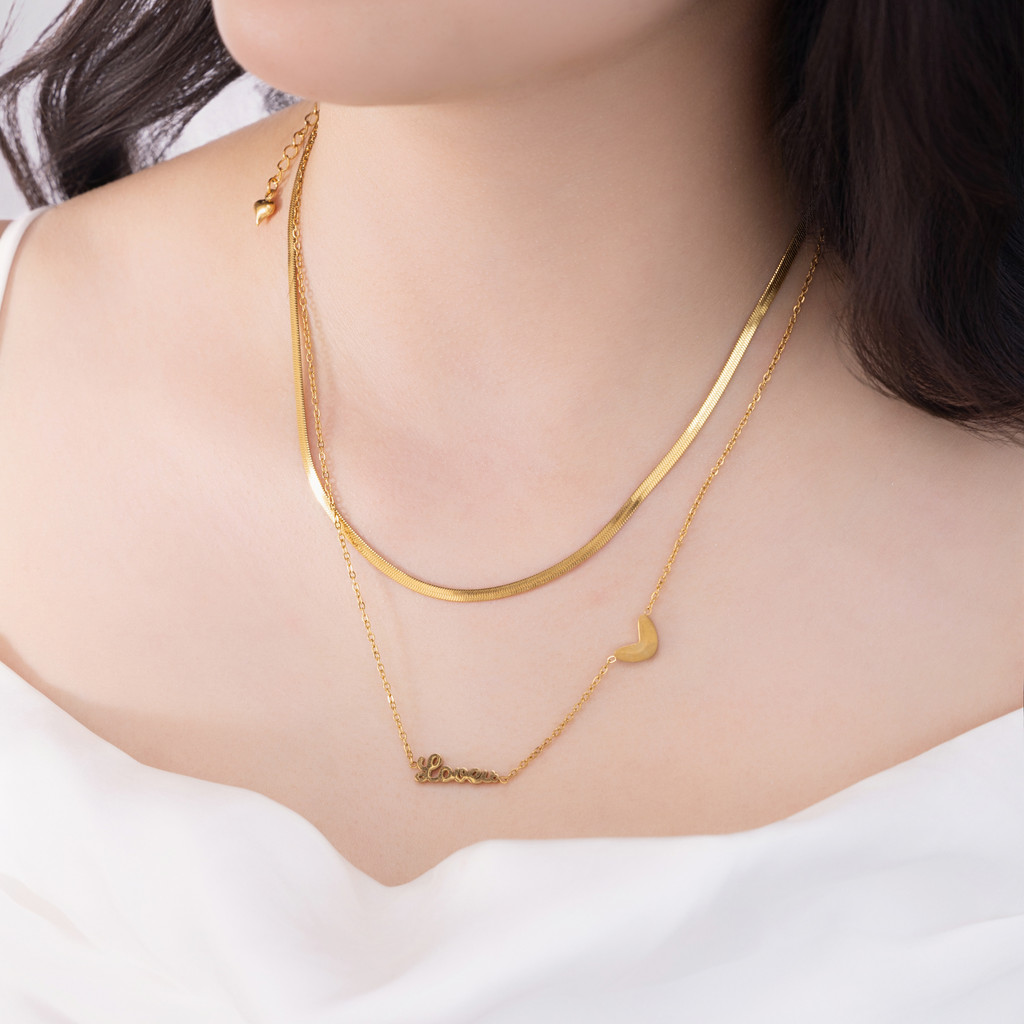 Dây liền mặt nữ Eternal Heartline mạ vàng cao cấp, sang trọng, phù hợp đi làm đi tiệc đi chơi - DOJI