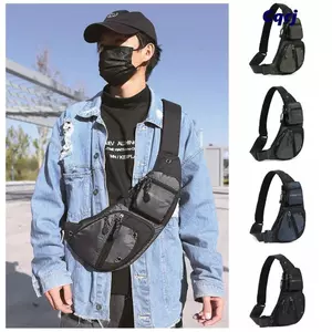 Túi đeo chéo nam CQCJ, Gói đeo chéo Nylon nhiều ngăn, Dây đeo có thể điều chỉnh di động Dung tích lớn Túi lưu trữ đa năng Trận đấu thời trang đường phố