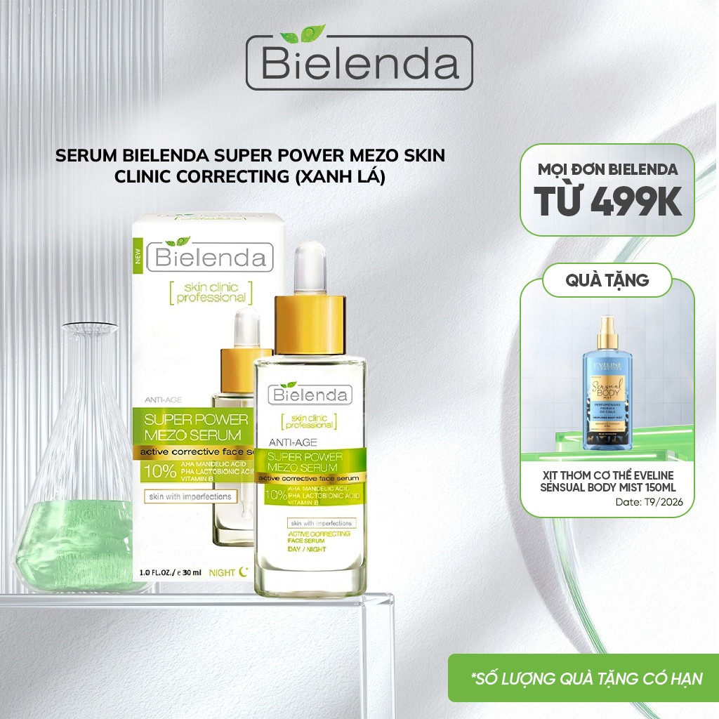 Serum Bielenda Mezo Skin Clinic Correcting hỗ trợ ngừa mụn, mờ thâm, căng bóng da 30ml