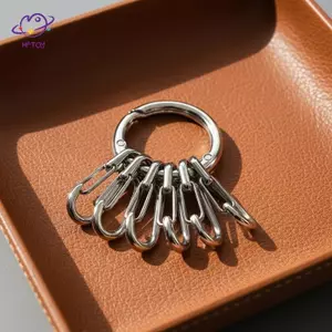 HFTOY Vòng chữ O kim loại chất lượng cao với 5 chiếc Móc khóa cho kẹp móc khóa Carabiner chức năng ~