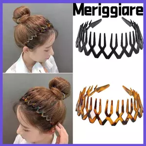 MERIGGIARE Bộ 4 Băng Đô Răng Cài Tóc, Băng Đô Trang Điểm Răng Cưa, Nhựa Rộng Gọn, Phụ Kiện Tóc