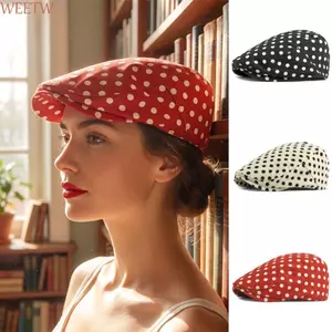 Mũ chuyển tiếp WEETW, Mũ nồi chấm bi Dot Leopard Y2k, Mũ nồi Cotton thời trang cá tính phong cách Hàn Quốc Mũ Newsboy mùa hè