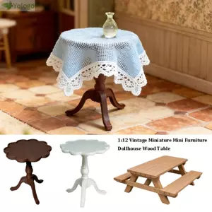 YOLOGO Vintage Thu Nhỏ Nội Thất Mini, Đa Năng 3 Kiểu Nhà Búp Bê Bàn Gỗ, Chất Lượng Cao 1: 12 Bàn Ngoài Trời Mô Hình Đồ Chơi Mô Phỏng Mô Hình Phụ Kiện Búp Bê