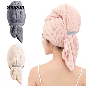 Mũ tóc khô SHUPUN, Khăn quấn tóc màu trơn lớn, Microfiber có dây đeo đàn hồi thấm nước Nhanh khô khăn xếp tắm