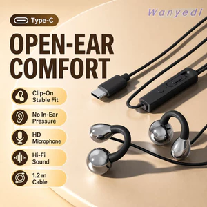 Tai nghe có dây kẹp WANYEDI, Tai nghe kẹp tai có dây nhẹ điều khiển nội tuyến, Kẹp Mic tích hợp trên tai nghe Nghe thể thao