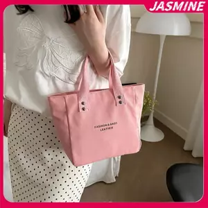 JASMINE Thời Trang Canvas In Chữ Túi Xách Di Động Có Thể Tái Sử Dụng Túi Mua Sắm Dung Tích Lớn Túi Tote Trưa JASMINE