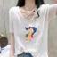 Áo thun ngắn tay màu trắng mùa hè 2025 dành cho nữ Size lớn mỏng cổ chữ v nửa tay bằng vải lanh cotton