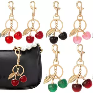 JUIC Cherry Móc Khóa, Nhựa Lấp Lánh Móc Khóa, Thời Trang DIY Trang Sức Lấp Lánh Trái Cây Xe Chìa Khóa Dành Cho Nữ Bé Gái