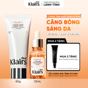 Combo Dear Klairs Kem dưỡng Vitamin Toning Barrier Cream 60g + Tinh chất Vitamin PDRN Bouncy Pore Serum 35 mL [FS]