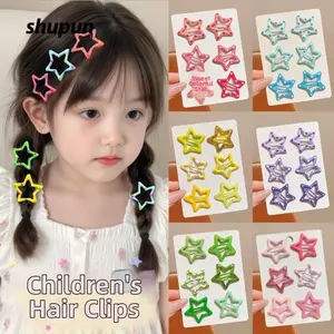 SHUPUN 30 Kẹp Tóc Ngôi Sao, Kẹp Tóc Màu Trơn Dopamine, Chất Liệu Hợp Kim Lấp Lánh Hình Ngôi Sao Barrettes Cho Trẻ Em