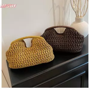 HFSHY Designer Bohemian Ống Hút Ly Hợp Nữ Hình Vỏ Giấy Dệt Túi Xách Túi Thời Trang Cho Tiệc Đi Biển Ngày Lễ Quà Tặng VN