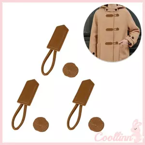COO 3lots Da Cao Cấp Bò Sừng Khóa Duffle Áo Khoác Dây Buộc Quần Áo Phụ Kiện