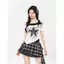 Mùa hè 2026 Y2K American Hot Girl Áo thun ngắn tay giả hai mảnh in hình ngôi sao dây cổ quây ngắn Slim-Fit Slimmer Look Niche Trendy Top Women