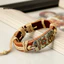 MIC _ Nữ Vintage Punk Phong Cách Pyrograph Hòa Bình Ký Charm Vòng Tay Vô Cực