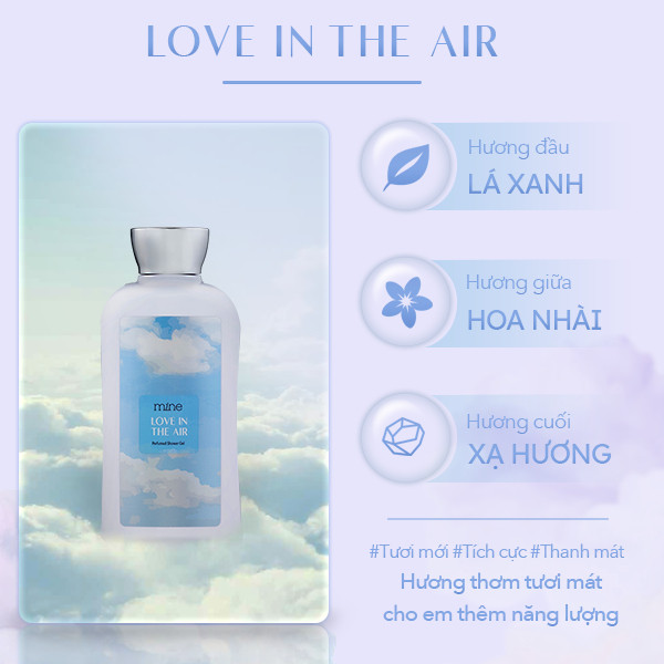 Sữa Tắm Mine Love In The Air Perfumed Shower Gel Hương Lá Xanh Tươi Mát, Dưỡng Sáng Mềm Da 470 g