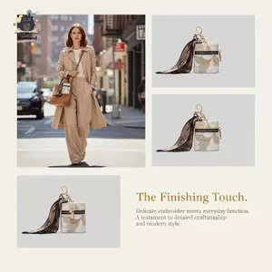 Buet Mini Vintage Có Khăn Đựng Tiền Xu Thêu Lipsti Túi Bảo Quản Tai Nghe Túi Nhỏ Mặt Dây Chuyền Phụ Kiện Thời Trang Mới
