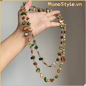 Vòng Cổ Cổ MONOSTYLE, Vòng Cổ Dài Bohemian Đính Hạt, Thời Trang Có Thể Xếp Chồng Nhiều Màu Sắc Và Xanh Lá Cây Vintage Hai Lớp Vòng Cổ Nữ Bé Gái