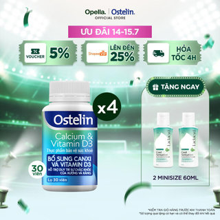 Bộ 4 Thực Phẩm Bảo Vệ Sức Khỏe Ostelin Calcium & Vitamin D3 Duy Trì Chắc Khỏe Xương và Răng 30 viên