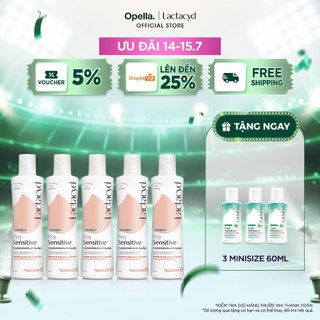 Bộ 5 chai Dung Dịch Vệ Sinh Phụ nữ Lactacyd Pro Sensitive Cho Da Nhạy Cảm 250ml Women