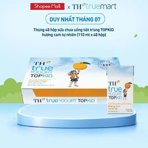 Thùng 48 hộp sữa chua uống tiệt trùng TH true YOGURT TOPKID hương cam tự nhiên 110 ml (110 ml x 48)