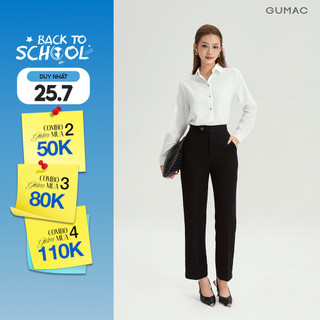 [NHẬP AFFDOG GIẢM 79K] Quần Ống Đứng Nữ 95cm GUMAC Quần Tây Lưng Cao Quai Dê Chất Tuyết Mưa Công Sở Cạp Cao LQF0626