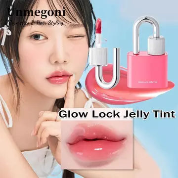 UNMEGONI Glow Lock Jelly Tint, Thiết kế hình khóa Son môi Jelly Tint phát sáng lâu trôi, Màu trang điểm Hàn Quốc Dưỡng ẩm Hydrating Son bóng cao Glaze Nữ Cô gái