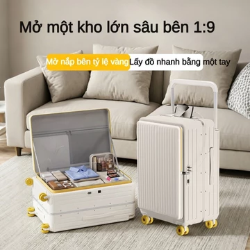 Valy mở nắp bên hông Vali du lịch vali kéo rộng bánh xe xoay 360 độ Vali kéo mật khẩu khung nhôm 2inch Valy xách tay