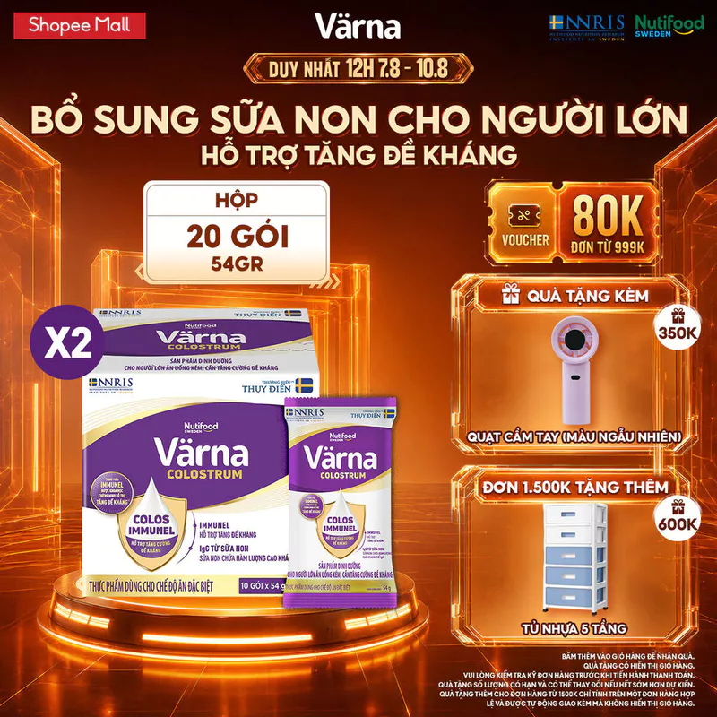 Combo 2 Hộp 540g Sữa Bột Varna Colostrum (20 Gói X 54 G) - Bổ Sung Sữa Non Tăng Đề Kháng Cho Người Lớn — ảnh 1