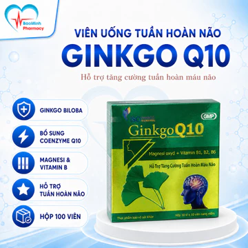 GINKGO Q10 [Hộp 100 Viên] Bổ Sung Dưỡng Chất Giúp Cải Thiện Tình Trạng Thiếu Máu Não Hiệu Quả