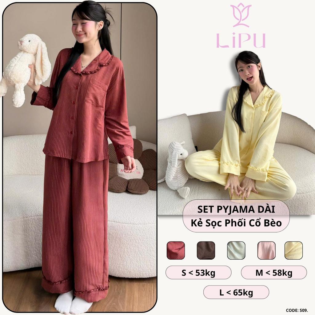 Set Pyjama Dài Kẻ Sọc Cổ Bèo S09 LIPU #6649