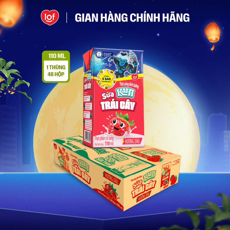 Sữa trái cây KUN vị dâu thùng 48 hộp x 110ml