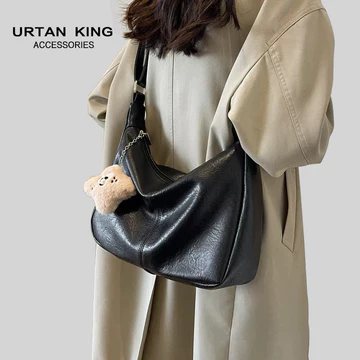 Women's Elegant Shoulder Bag – Large, for Work, Black
