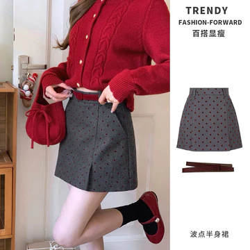 Mùa Xuân Thu 0 Nửa Váy Nhỏ Nữ Cao Cấp Váy Chữ A Váy Chấm Bi Pháp Nữ Eo Cao Váy Váy Váy Váy 26.9.17