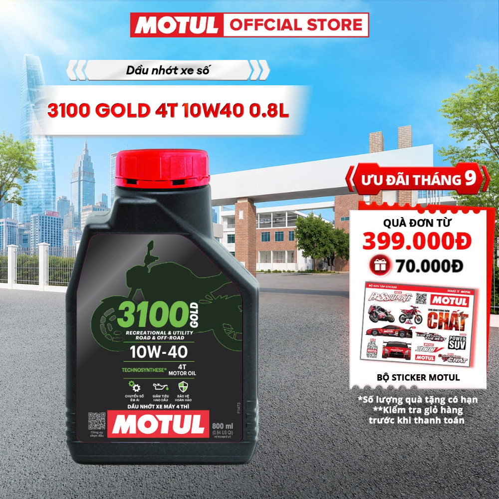 Dầu nhớt xe máy MOTUL 3100 GOLD 4T 10W40 0.8L