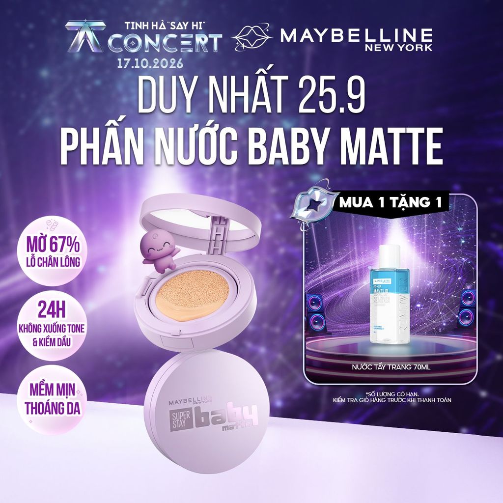 Phấn nước Superstay 24H Baby Matte Cushion Maybelline New York [MỚI]
