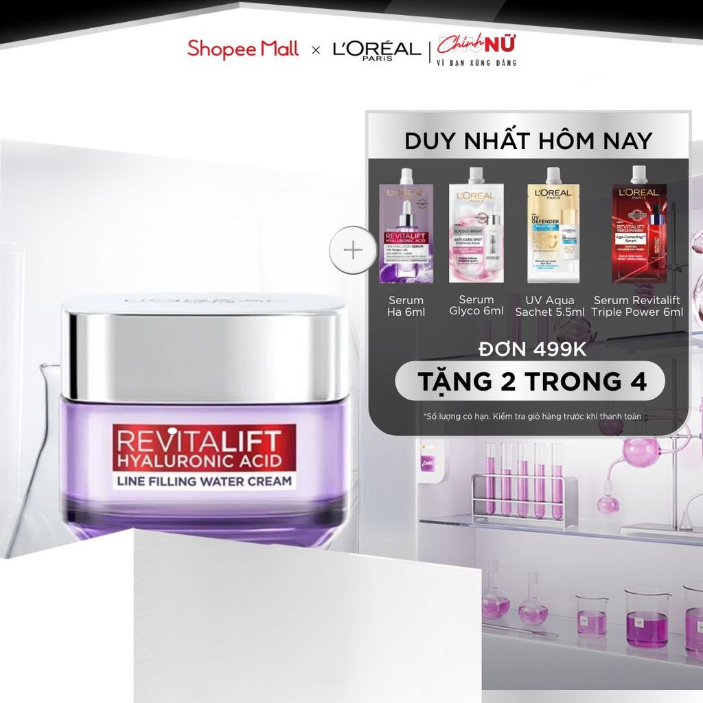 Kem dưỡng siêu cấp ẩm, giúp làm căng mượt da và giảm nếp nhăn L'Oreal Paris Revitalift 1.5% Hyaluronic Acid 50ml