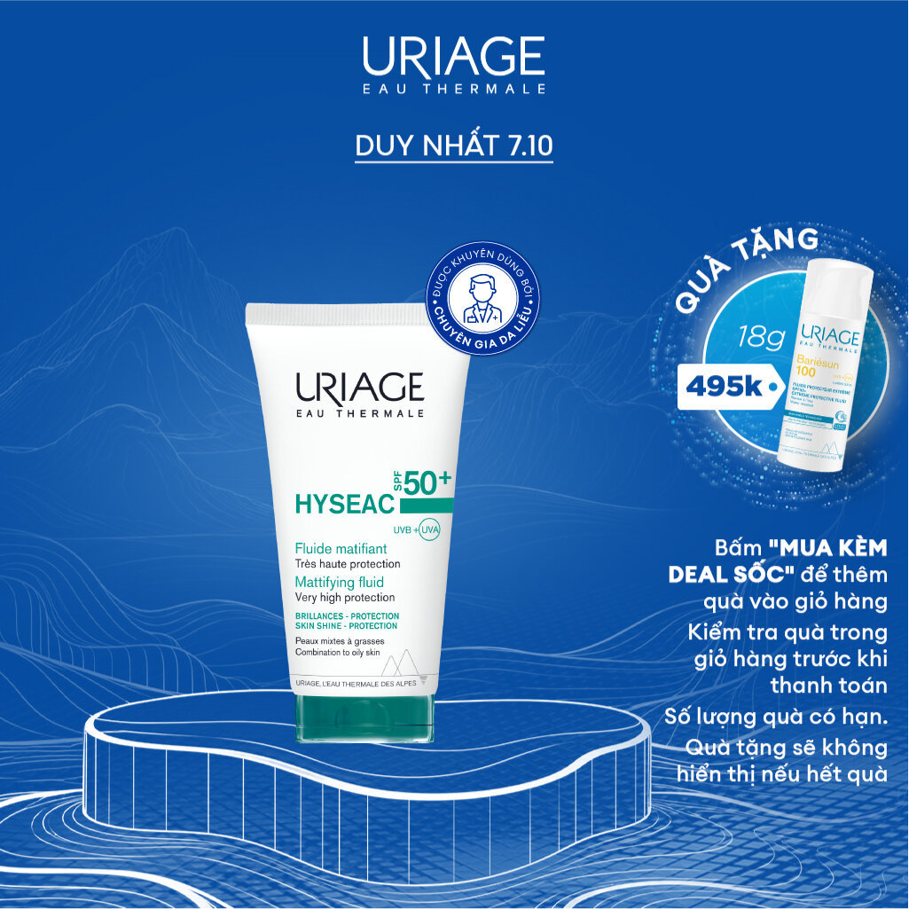 Sữa chống nắng cho da dầu, mụn URIAGE HYSÉAC SPF50+ UVB+UVA FLUIDE 50ml