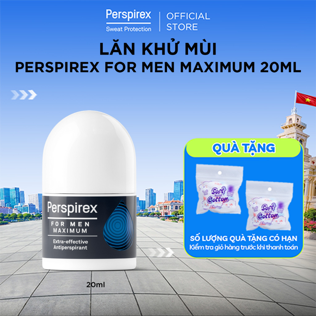 Lăn khử mùi Perspirex For Men Maximum cho nam giới 20ml Khử Mùi và Ngăn Mồi Hôi Hiệu Quả