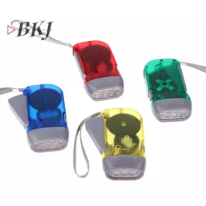 Đèn LED ép tay Dynamo Crank Power Wind Up Đèn pin tự tạo Đèn cắm trại Đồ dùng gia đình ngoài trời [Mới]