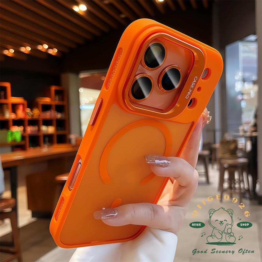 【 Ốp lưng iPhone17 】 Giá đỡ ống kính mờ dạng lỏng từ tính Vỏ điện thoại iphone17 Pro Max 16 15 14 13 12 cho vỏ iPhone Vỏ mềm silicon TPU chống sốc
