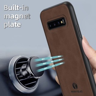 Ốp điện thoại Trơn Mờ Cho Samsung Galaxy S10 Plus S9 Plus S8 Plus Vỏ Tích Hợp Tấm Nam Châm Da PU Ốp điện thoại Cứng Mờ Cho Galaxy S10 + S9 + S8 +