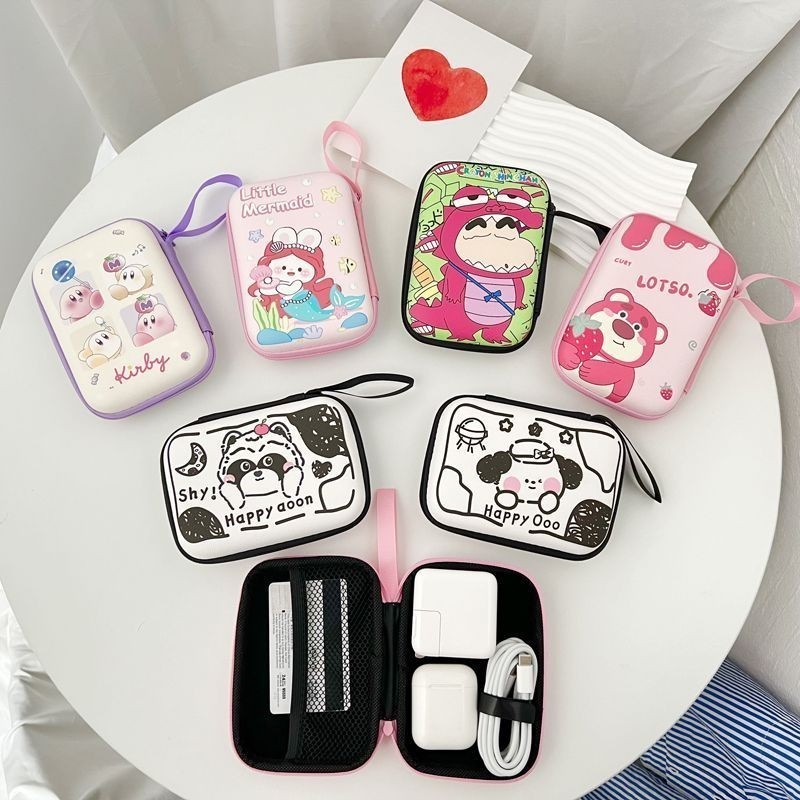 Túi đựng bộ sạc hai lớp dễ thương Stitch – Túi đựng tai nghe tổ chức dụng cụ nhỏ gọn