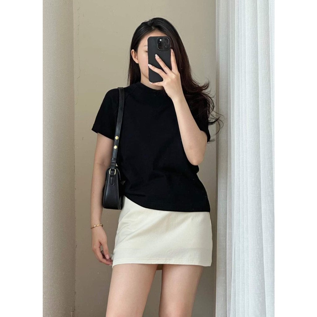 Áo thun Baby Tee RAGLAN trơn, Áo phông nữ siêu đẹp chất thun Cotton 100% xịn sò - A195
