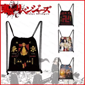 GC2 Tokyo Revengers Polyester Dây Rút Túi Ba Lô Tiện Lợi Dung Tích Lớn Túi Mua Sắm Manjiro Ken Ryuguji Mi