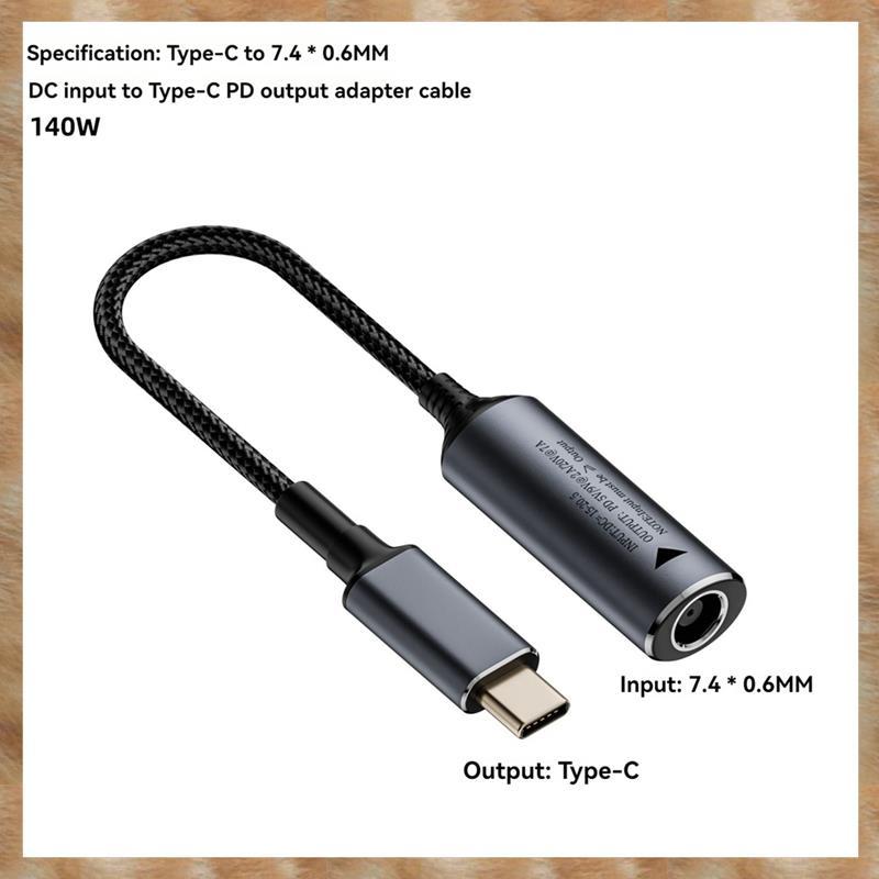[S Z] Bộ sạc máy tính xách tay DC 140W 5V 9V 20V DC 7.4x0.6mm Nữ sang USB C Loại C PD Bộ chuyển đổi nguồn Cáp sạc nhanh