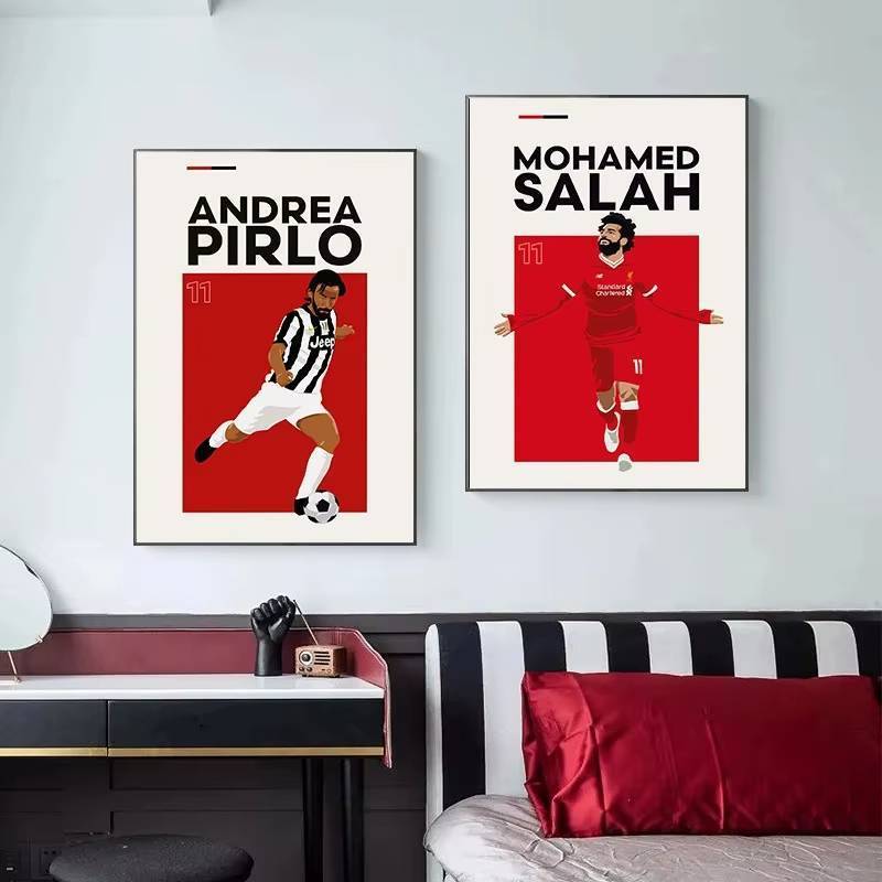Thế Giới Nổi Tiếng Bóng Đá Ngôi Sao Poster Haaland Salah Poster Không Khung Tranh Canvas Phòng Khách Treo Tường Nghệ Thuật Trang Trí